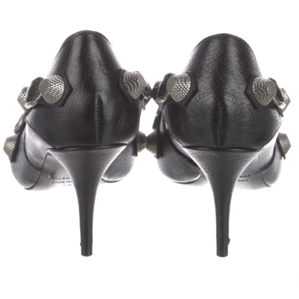 Balenciaga Cagole Leather Black Pumps with Buckle Straps - Picture 3 of 6